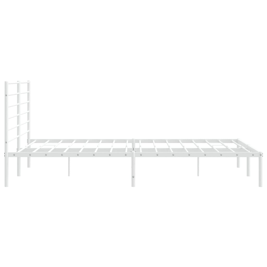 vidaXL Metal Bed Frame without Mattress with Headboard White 180x200cm