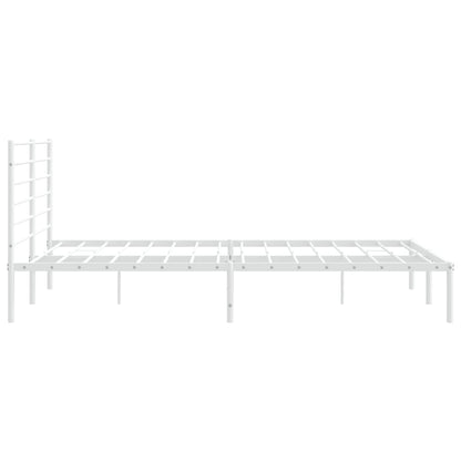 vidaXL Metal Bed Frame without Mattress with Headboard White 180x200cm