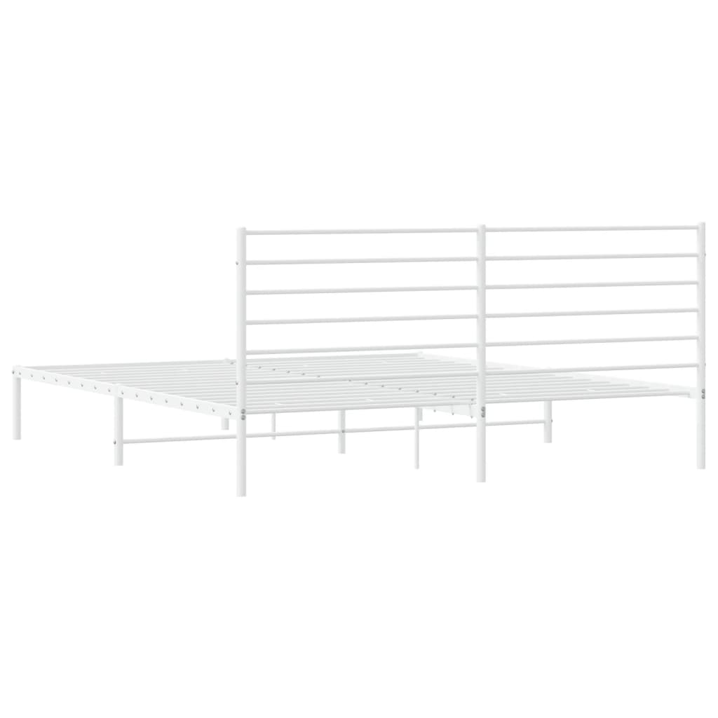 vidaXL Metal Bed Frame without Mattress with Headboard White 180x200cm