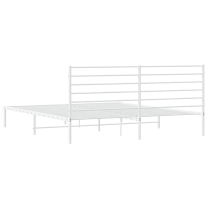 vidaXL Metal Bed Frame without Mattress with Headboard White 180x200cm