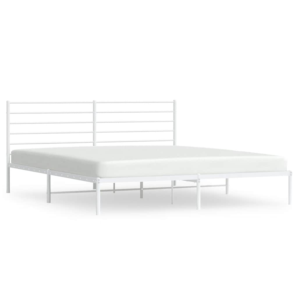 vidaXL Metal Bed Frame without Mattress with Headboard White 183x213cm