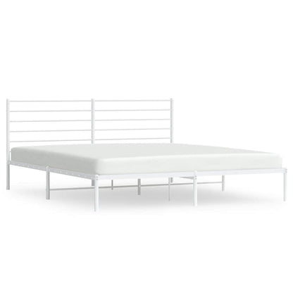 vidaXL Metal Bed Frame without Mattress with Headboard White 183x213cm