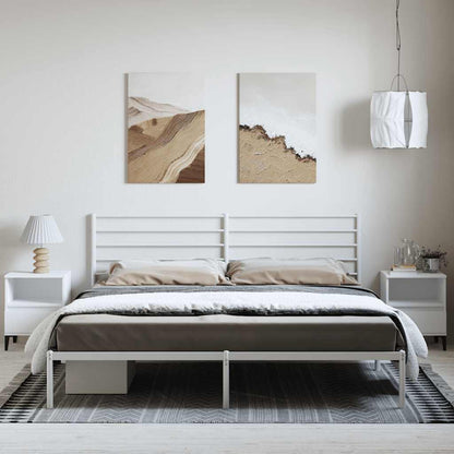 vidaXL Metal Bed Frame without Mattress with Headboard White 183x213cm