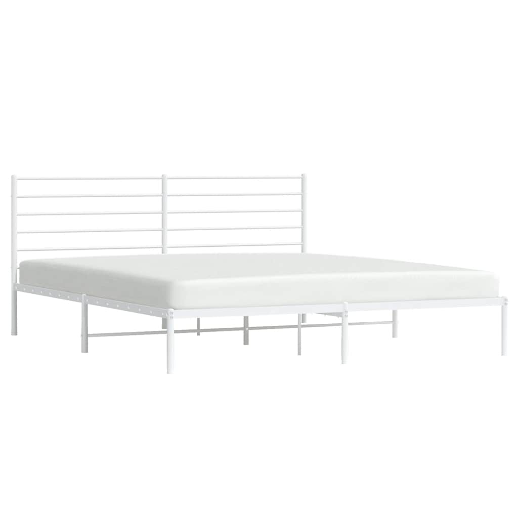 vidaXL Metal Bed Frame without Mattress with Headboard White 183x213cm