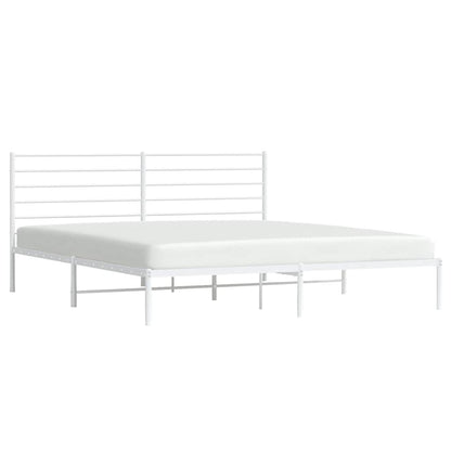 vidaXL Metal Bed Frame without Mattress with Headboard White 183x213cm