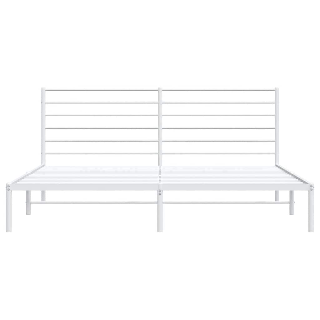 vidaXL Metal Bed Frame without Mattress with Headboard White 183x213cm