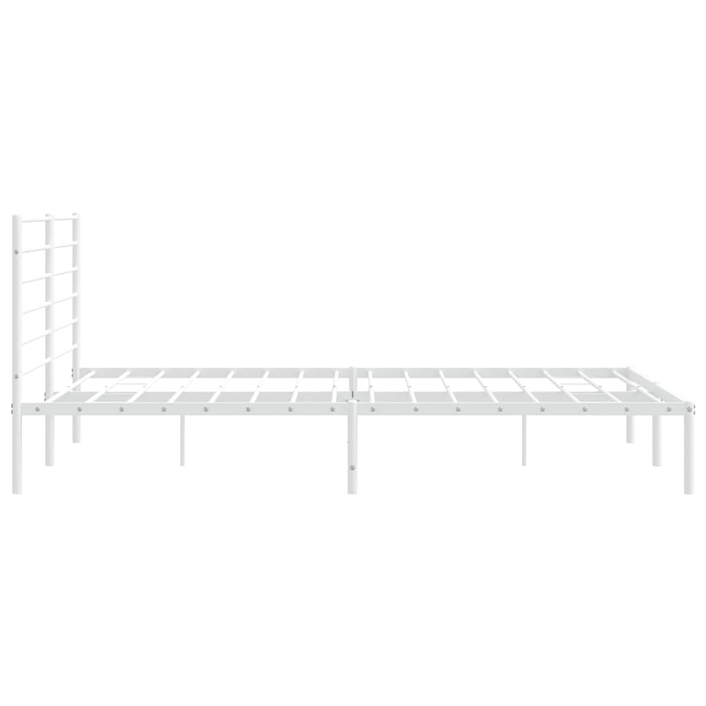 vidaXL Metal Bed Frame without Mattress with Headboard White 183x213cm