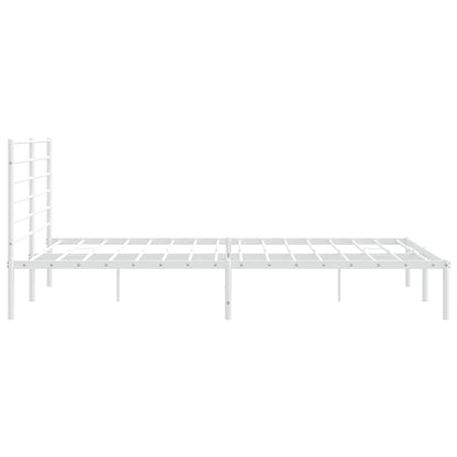 vidaXL Metal Bed Frame without Mattress with Headboard White 183x213cm