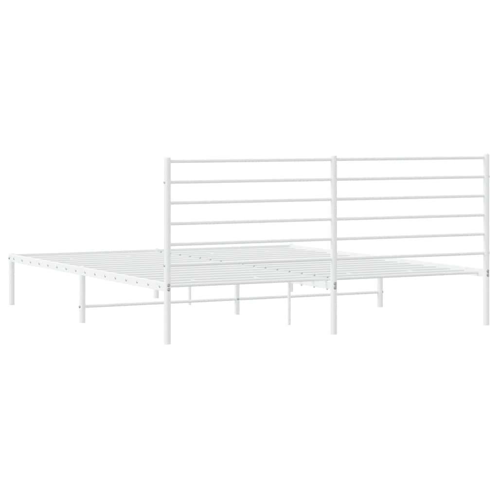 vidaXL Metal Bed Frame without Mattress with Headboard White 183x213cm