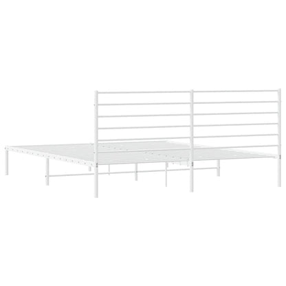 vidaXL Metal Bed Frame without Mattress with Headboard White 183x213cm