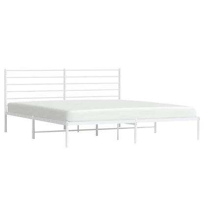 vidaXL Metal Bed Frame without Mattress with Headboard White 193x203cm