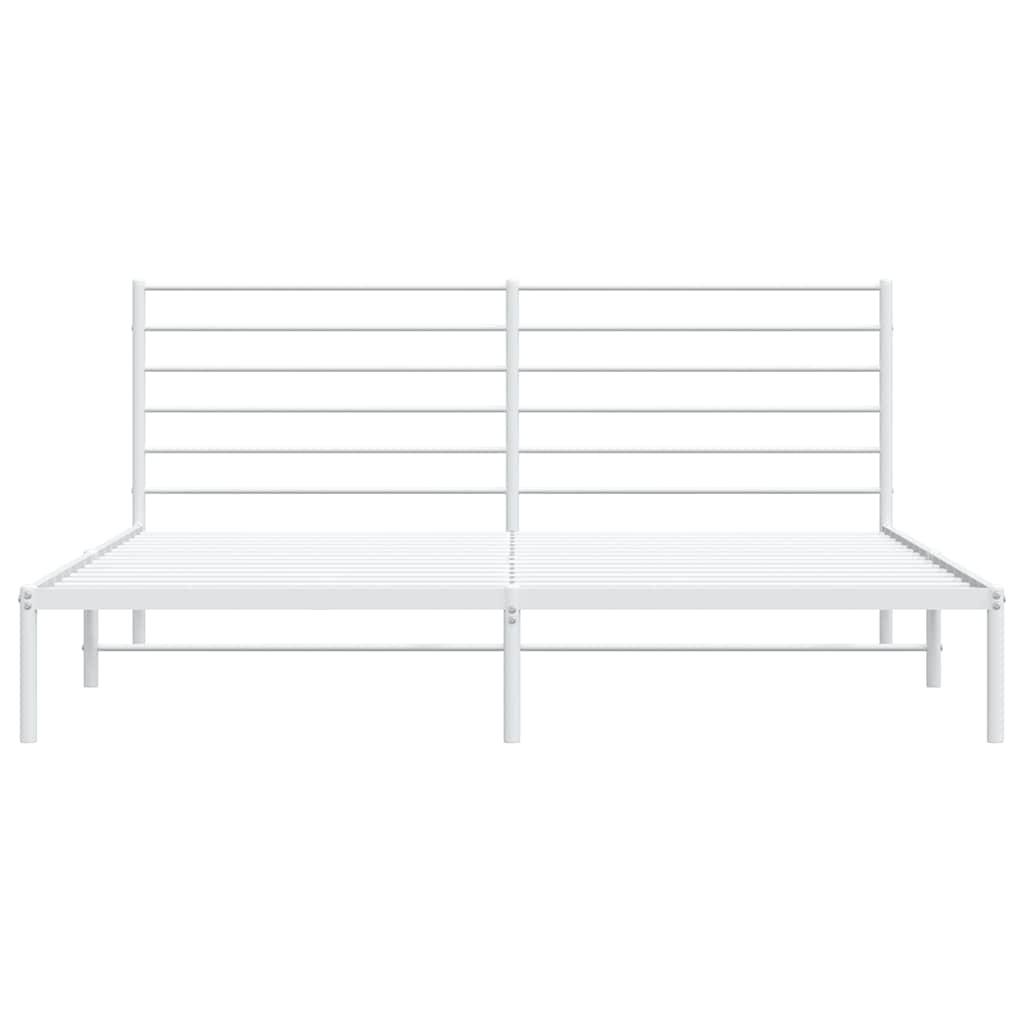 vidaXL Metal Bed Frame without Mattress with Headboard White 193x203cm