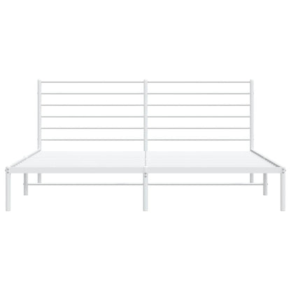 vidaXL Metal Bed Frame without Mattress with Headboard White 193x203cm