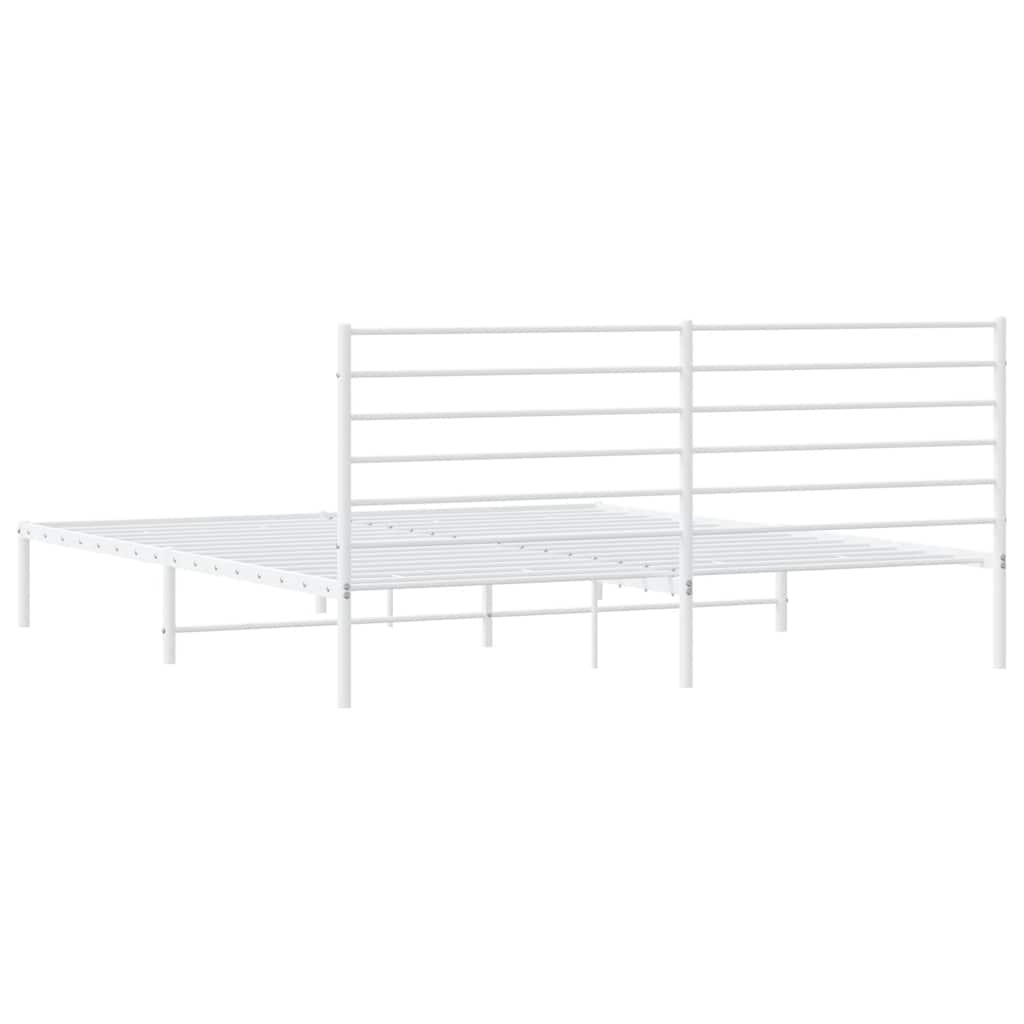 vidaXL Metal Bed Frame without Mattress with Headboard White 193x203cm