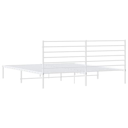 vidaXL Metal Bed Frame without Mattress with Headboard White 193x203cm