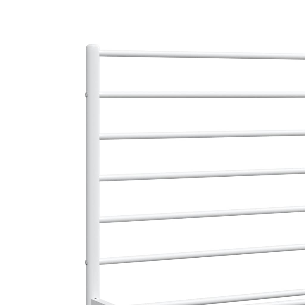 vidaXL Metal Bed Frame without Mattress with Headboard White 193x203cm