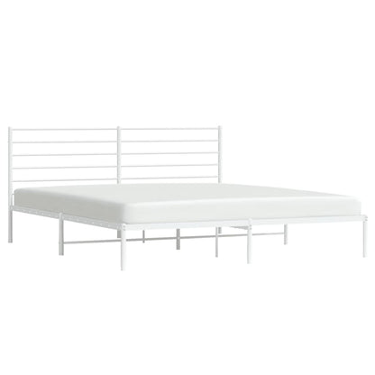 vidaXL Metal Bed Frame without Mattress with Headboard White 200x200cm