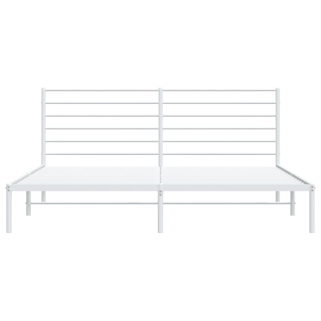 vidaXL Metal Bed Frame without Mattress with Headboard White 200x200cm