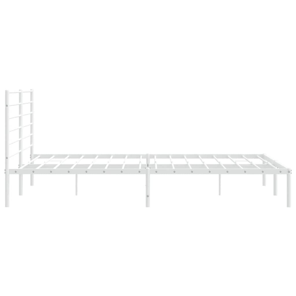 vidaXL Metal Bed Frame without Mattress with Headboard White 200x200cm