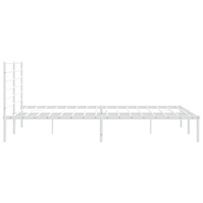 vidaXL Metal Bed Frame without Mattress with Headboard White 200x200cm