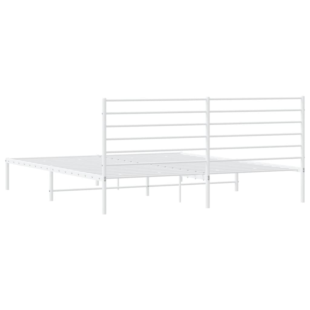 vidaXL Metal Bed Frame without Mattress with Headboard White 200x200cm