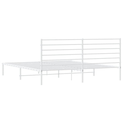 vidaXL Metal Bed Frame without Mattress with Headboard White 200x200cm
