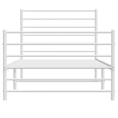 vidaXL Metal Bed Frame without Mattress with Footboard White 100x190cm