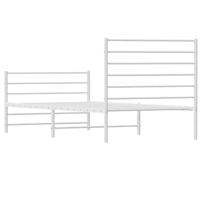vidaXL Metal Bed Frame without Mattress with Footboard White 100x190cm