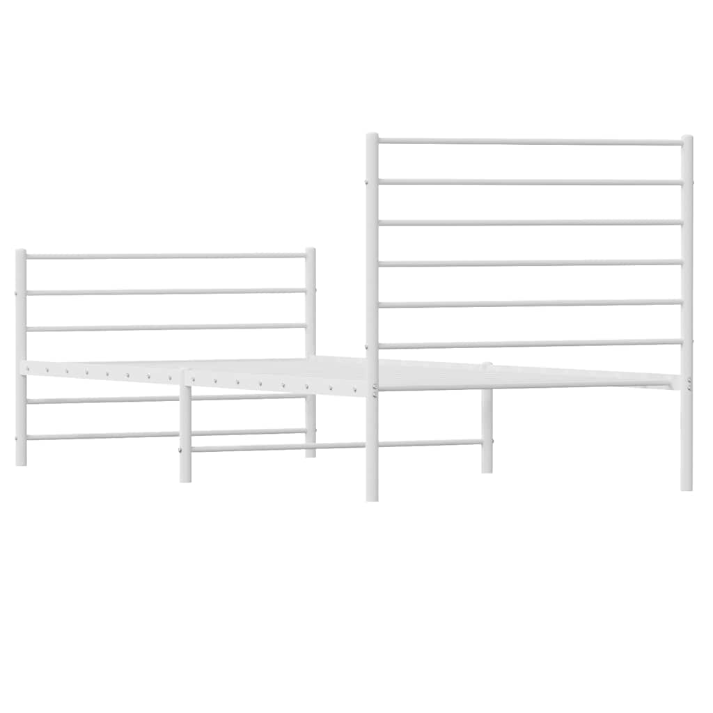 vidaXL Metal Bed Frame without Mattress with Footboard White 100x200cm