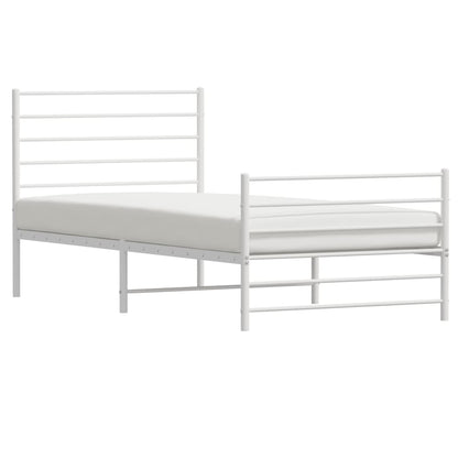 vidaXL Metal Bed Frame without Mattress with Footboard White 107x203cm