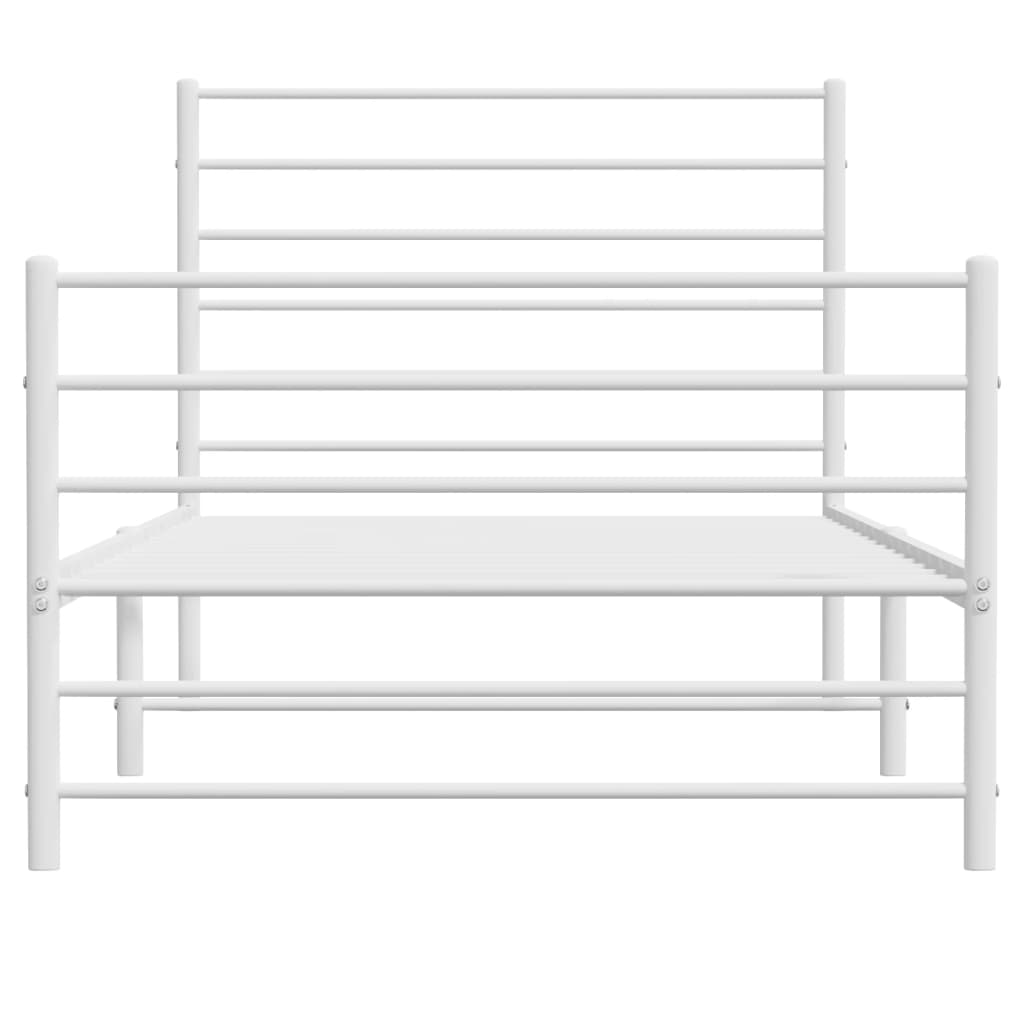 vidaXL Metal Bed Frame without Mattress with Footboard White 107x203cm