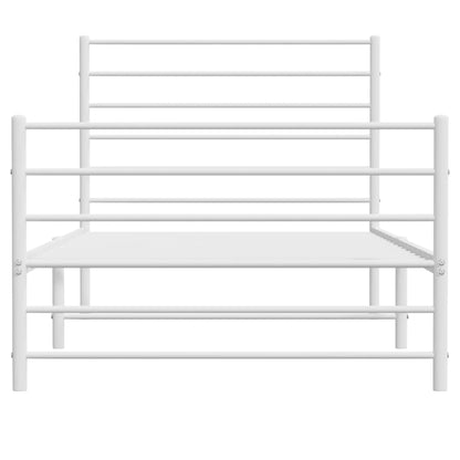 vidaXL Metal Bed Frame without Mattress with Footboard White 107x203cm
