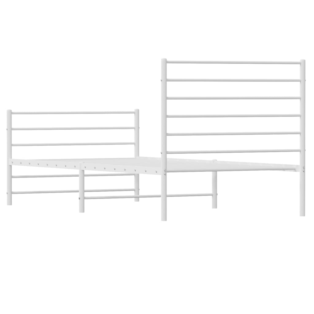 vidaXL Metal Bed Frame without Mattress with Footboard White 107x203cm