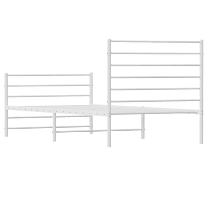 vidaXL Metal Bed Frame without Mattress with Footboard White 107x203cm