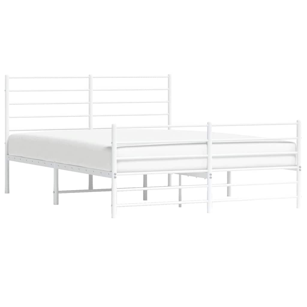 vidaXL Metal Bed Frame without Mattress with Footboard White 120x190cm