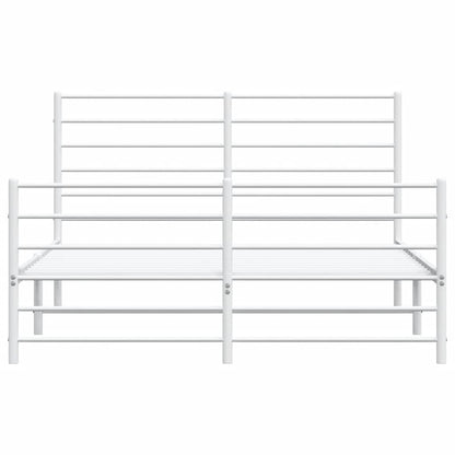 vidaXL Metal Bed Frame without Mattress with Footboard White 120x190cm