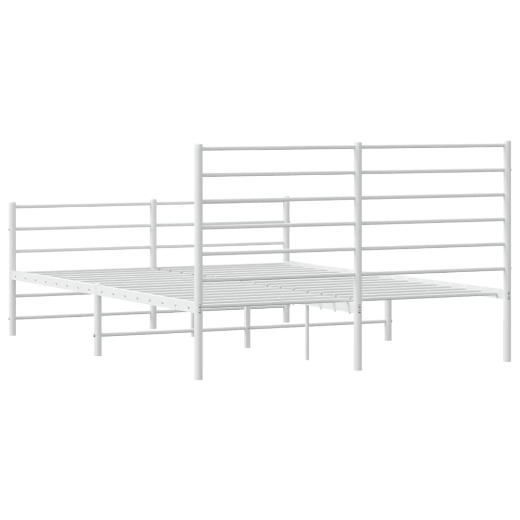 vidaXL Metal Bed Frame without Mattress with Footboard White 120x190cm