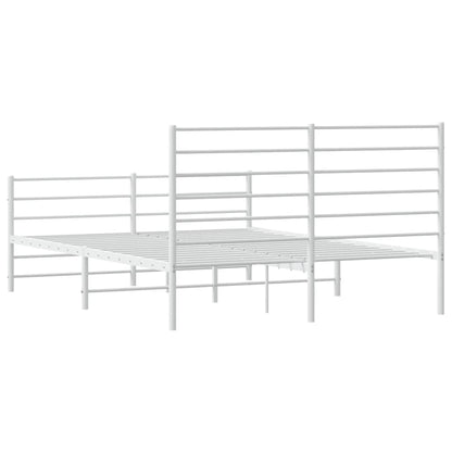 vidaXL Metal Bed Frame without Mattress with Footboard White 120x190cm
