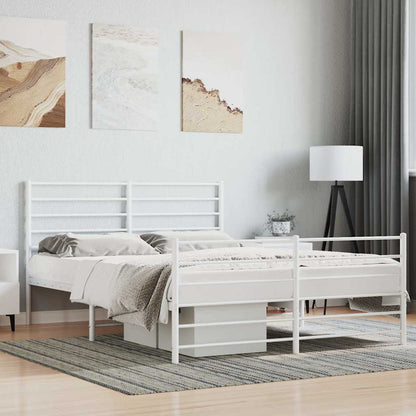 vidaXL Metal Bed Frame without Mattress with Footboard White 120x190cm