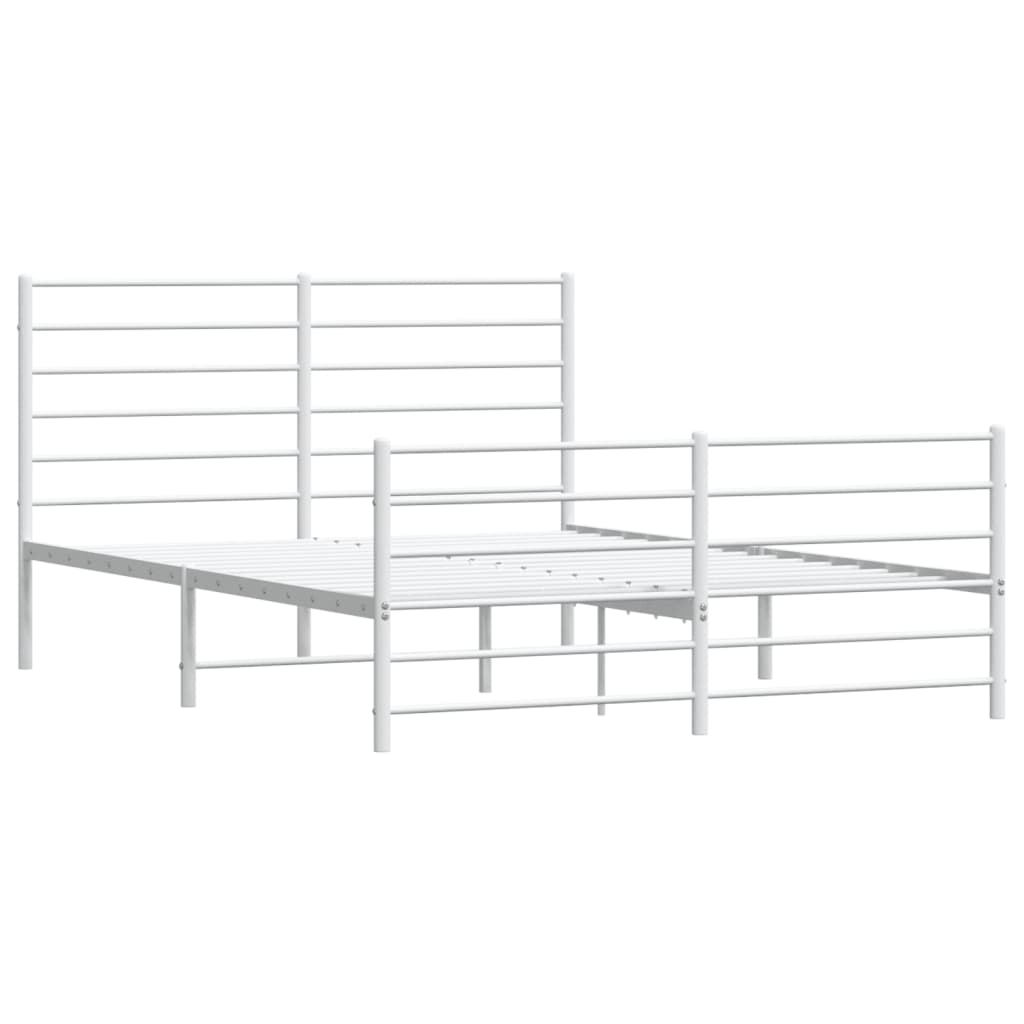 vidaXL Metal Bed Frame without Mattress with Footboard White 120x200cm