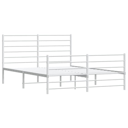 vidaXL Metal Bed Frame without Mattress with Footboard White 120x200cm