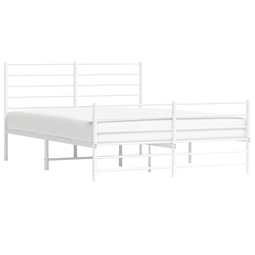vidaXL Metal Bed Frame without Mattress with Footboard White 120x200cm