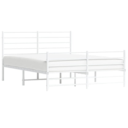 vidaXL Metal Bed Frame without Mattress with Footboard White 120x200cm