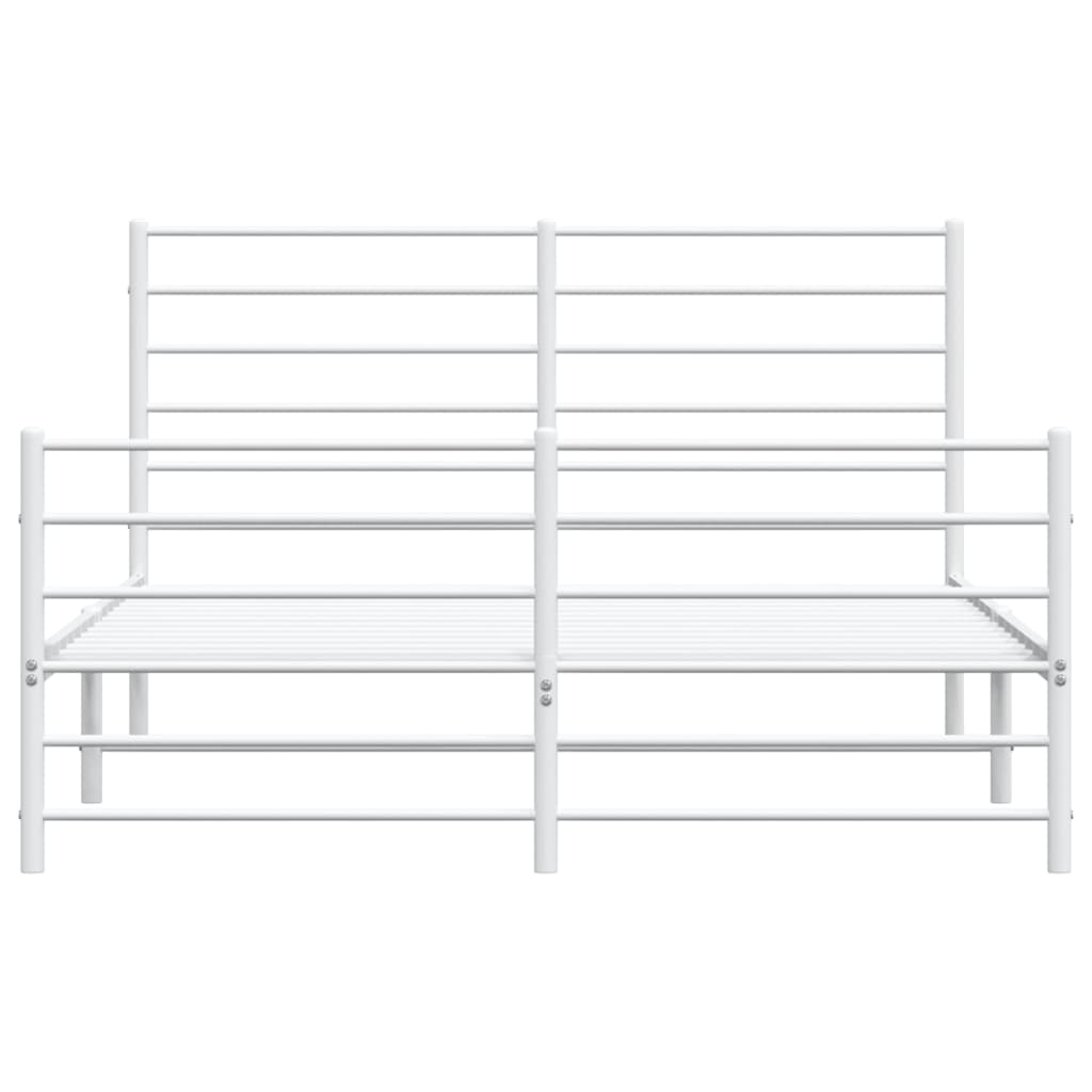 vidaXL Metal Bed Frame without Mattress with Footboard White 120x200cm
