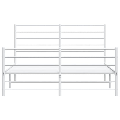 vidaXL Metal Bed Frame without Mattress with Footboard White 120x200cm