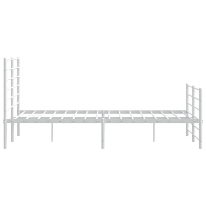 vidaXL Metal Bed Frame without Mattress with Footboard White 120x200cm