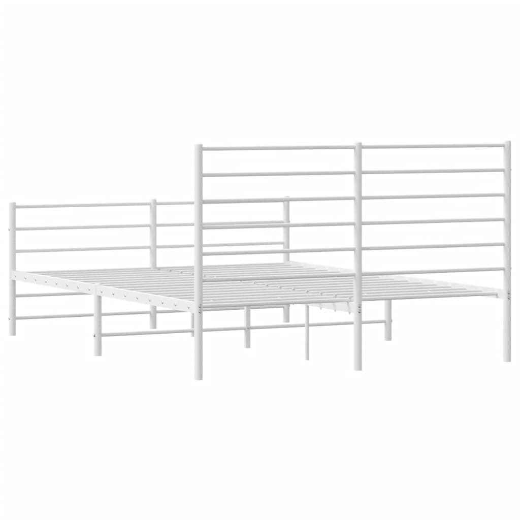 vidaXL Metal Bed Frame without Mattress with Footboard White 120x200cm