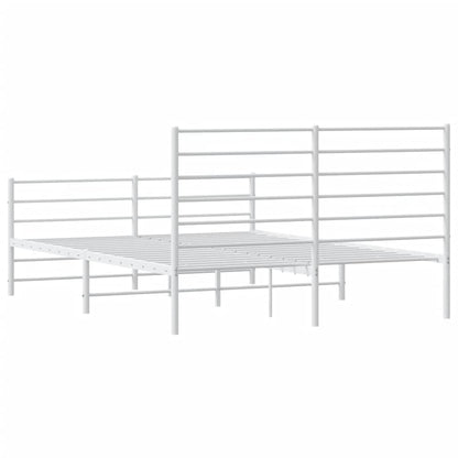 vidaXL Metal Bed Frame without Mattress with Footboard White 120x200cm