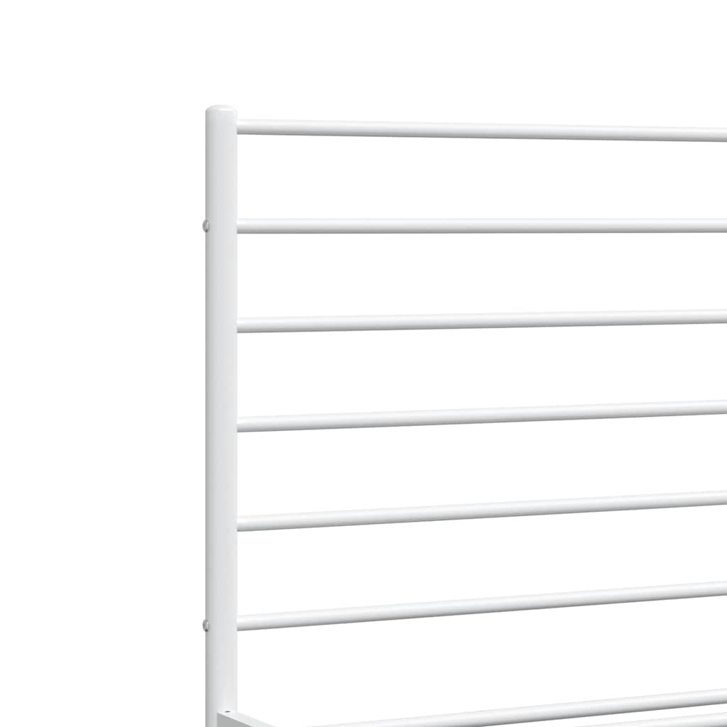 vidaXL Metal Bed Frame without Mattress with Footboard White 135x190cm