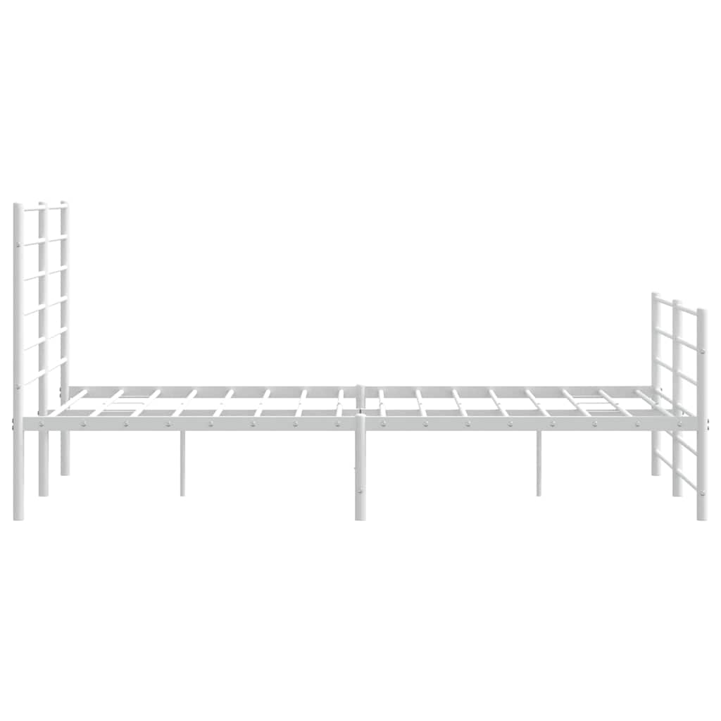 vidaXL Metal Bed Frame without Mattress with Footboard White 140x190cm